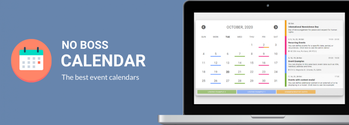 No Boss Calendar - Отображение событий на вашем веб-сайте Joomla!