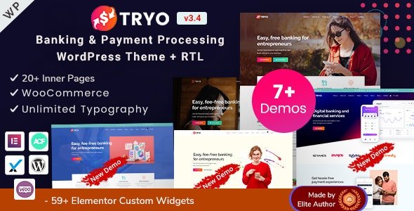 Tryo - тема WordPress для банков, денежных переводов и обмена валюты